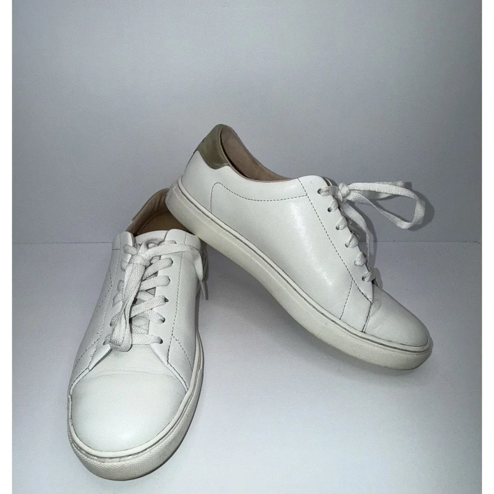 Kate Spade‎ Angelise White Gold Leather Silhouette Sneakers Tennis Shoes size 7B